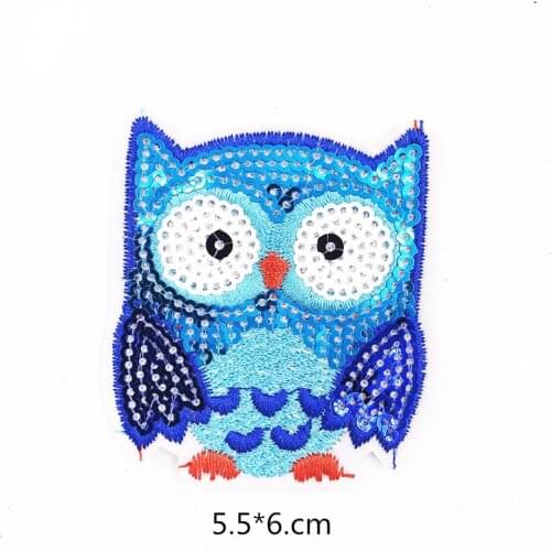 1pcs lovely Animal owl bird Iron On Embroidered Applique sequins Patches diy clothing Garment Apparel Accessories