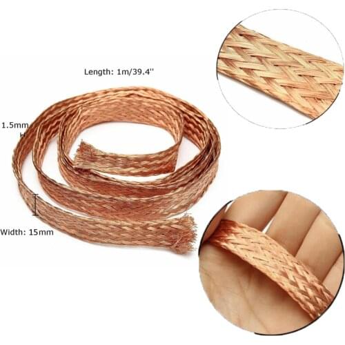 1pcs 6/15mmTinned Copper Braided Sleeve Strap Connecting Wire Conductive Tape Desoldering Braid Welding Solder