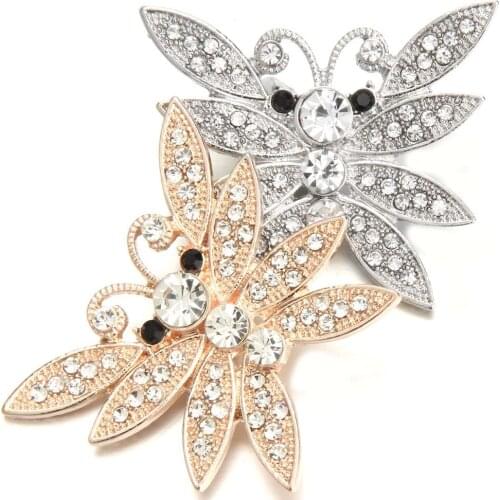 10pcs/lot Wholesale Rose Gold Butterfly Snap jewelry 18mm women metal crystal snaps button jewelry bracelets&bangles for women