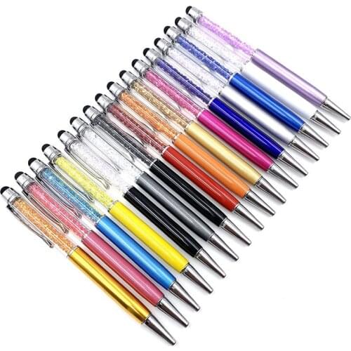 17pcs/set Factory Wholesale Crystal Touch Screen Pen Metal Material Touch Screen Crystal Pen Multicolor Ballpoint Pen for Gift