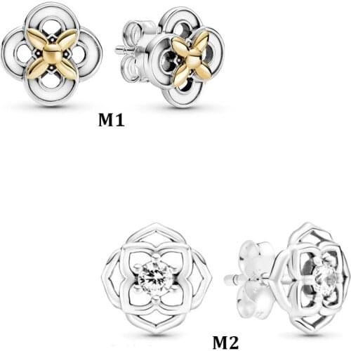 2021 New Free Shipping 925 Sterling Silver Rose Petals Statement Flower Stud Earrings For Women DIY Jewelry Weddy Party Gift