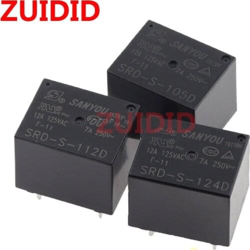 5PCS Power Relay SRD-S-105D 5VDC SRD-S-112D 12VDC SRD-S-124D 24VDC 12A 5PINS DC5V DC12V DC24V 5V 12V 24V