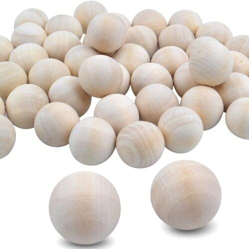 50 Pieces Eco-Friendly Unfinished Wooden Balls Mini Round Spacer Beads for DIY Projects Arts Craft Jewelry Making Supplies, 20mm