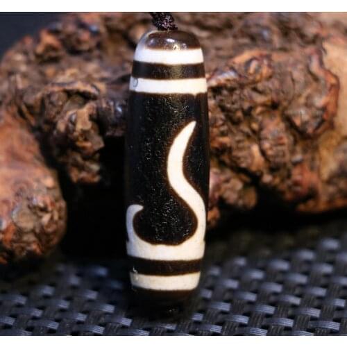 AL Treasure Magic Power Tibetan old Agate ruyi dZi Bead Amulet Pendant Talisman Timestown UPD21Asw