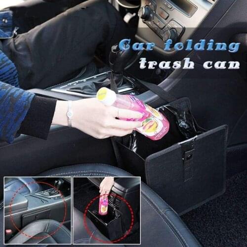 Car Folding Trash Can Car Trash Bag for Little Leak Proof Car Cooler Bag- Car Garbage Bag with Side Pocket