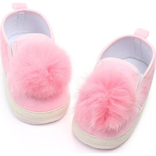 0-18M newborn baby girl shoes cotton soft sole toddler canvas infant shoes plush ball baby moccasins baby schoenen