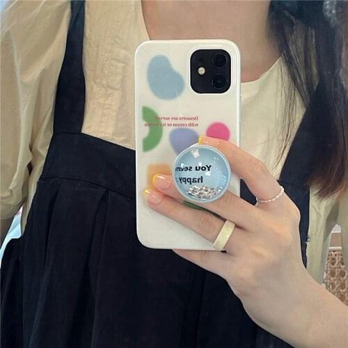 For IPhone 12 Case Geometric Pattern Phone Case for IPhone 11 Pro Max 8 7 Plus X XS Max XR Soft IMD Cover with Glitter Bracket