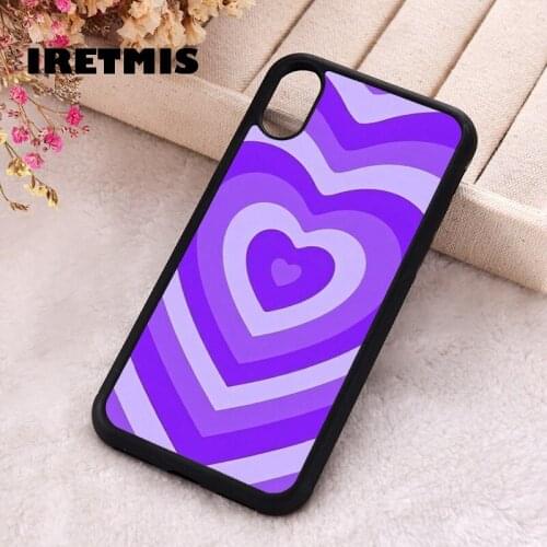 Iretmis 5 5S SE 2020 Phone Cover Case for iPhone 6 6S 7 8 Plus X Xs XR 11 12 Mini Pro Max Silicone Purple Illusion Hearts