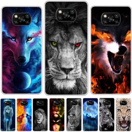 TPU Case For Poco X3 Soft Silicon Bumper Phone Cover For Xiaomi Poco X3 X 3 NFC Animal Funda for Pocophone X3 Pro Lion Wolf Case
