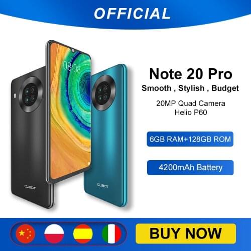 Cubot Note 20 Pro Quad Camera Smartphone NFC 6GB/8GB+128GB 6.5” 4200mAh Android 10 Dual SIM Telephone 4G LTE Celular Note20 Pro