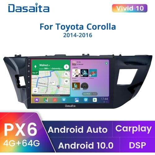 Dasaita 10.2" Android 10.0 Car GPS Radio Player for Toyota Corolla 2014 2015 2016 with Octa Core 4GB 64GB Auto Stereo Multimedia
