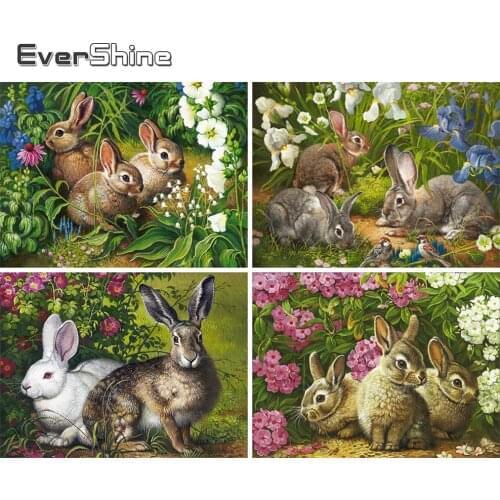Evershine Diamond Mosaic Rabbit Handicraft Bead Embroidery Diamond Painting Animals Cross Stitch Sale New Arrival Home Decor
