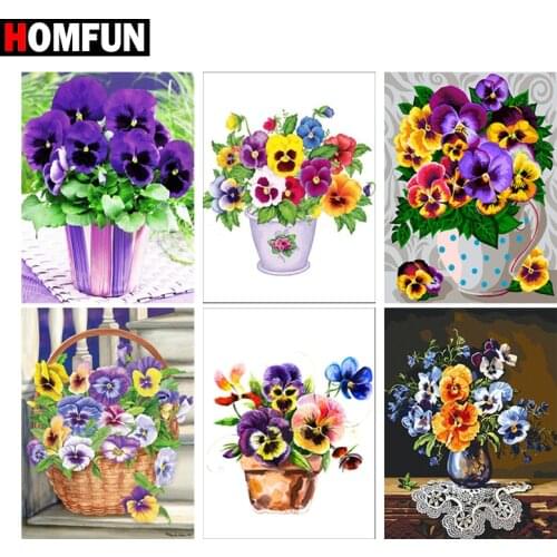 HOMFUN Full Diamond Embroidery "Flower landscape" Diamond Painting Cross Stitch Patterns Rhinestone Unfinished Home Decor