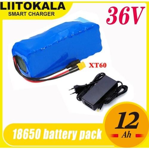Liitokala 36V 12Ah 10s4p 18650 Li ion Battery pack XT60 plug Balance car Motorcycle Electric Bicycle Scooter BMS+Charger