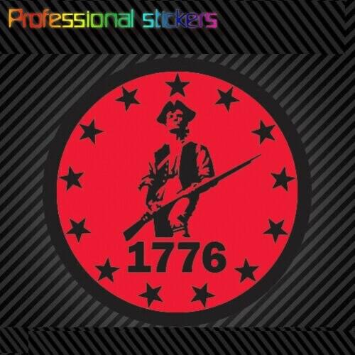 Red Round 1776 Minuteman Sticker Die Cut Vinyl 13 Stars Minutemen Border Patriot Sticker for Car Windows, Laptops, Mobile Phones