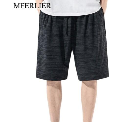 Summer Mens shorts 6XL Waist 138cm 5XL Loose thin style Striped shorts