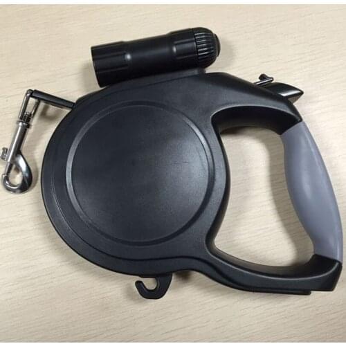 Fashionable LED strong light flashlight pet traction rope auto telescopic pet retractor removable flashlight dog chain