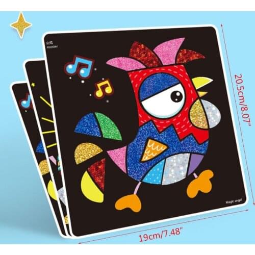 Pack of 9/15Piece DIY Transfer Painting Sticker Dazzling MosaicScene Sticker Graffiti Kit Community Popular Drawing Kit