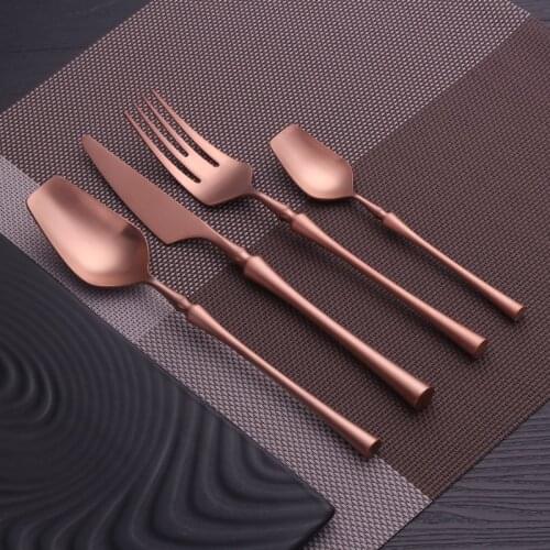 Cutlery Rose Gold Stainless Steel Kitchen Knives Forks Spoons Sets Tableware Dinnerware Tea Rice Spoon Dropshipping Cutlery Set