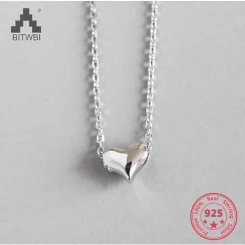 100% S925 New Tiny Heart Necklace For Women Heart Shape Pendant Necklace Gift Ethnic Bohemian Choker