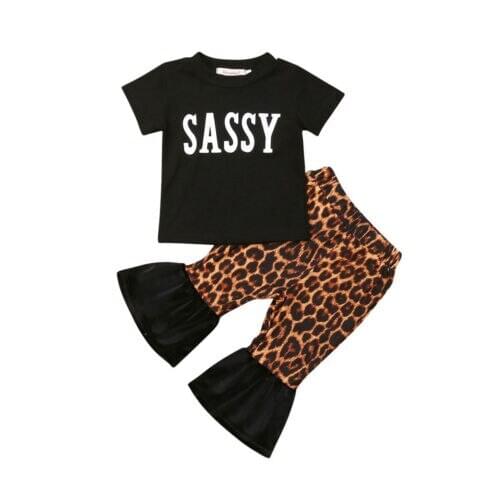 2020 New Summer 6-24M Newborn Infant Baby Girls Letter Tops Leoaprd Pants Trousers Outfits Clothes Set