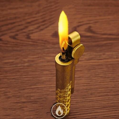 2020 New Pure brass Turbo Torch Flint Grinding wheel Lighter Free Fire kerosene Retro Pipe Lighter Gadgets For Men