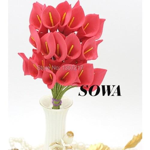 New Design 2.5cm Head Red Color Handmade PE Foam Calla Lily Flower Wedding Bouquet Artificial Decoration(72pcs/lot)