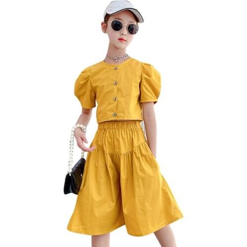 Girls Clothes Solid Tshirt + Skirt Teenage Girls Clothing Casual Style Girls Sets Summer Childrens Tracksuit 6 8 10 12 14