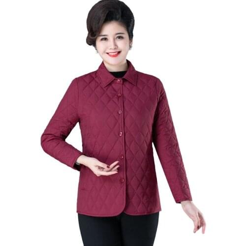 Autumn winter quilted jacket Warm Long-sleeved Parkas middle age women cotton-padded tops mother Light And Slim Cotton coat