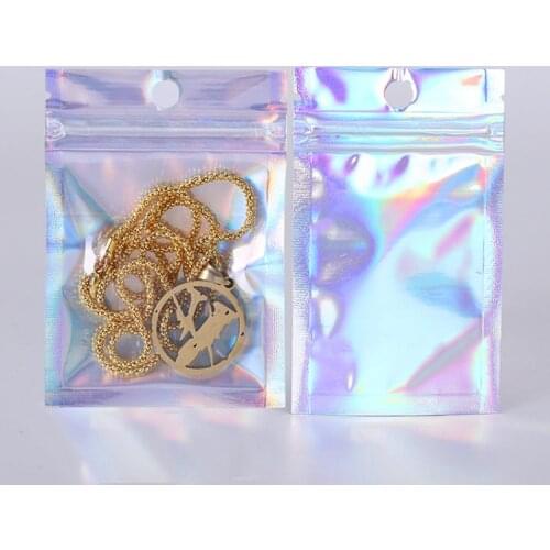 Clear Front Hologram Silver Bags Translucent Laser Ziplock Bags X-mas Gifts Socks Sexy Lingerie Glove Storage Bag