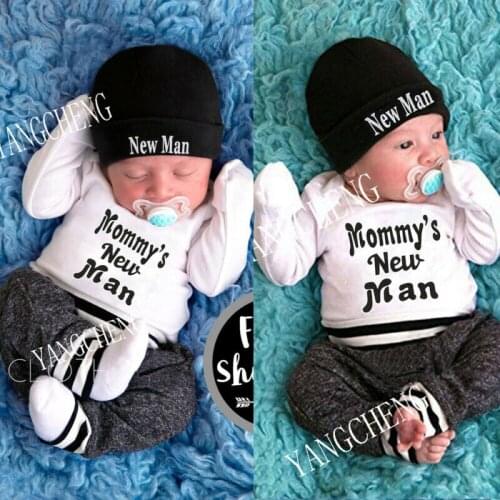 Pudcoco 2020 Newborn Infant Baby Boy Mommys New Man Romper Outfit Casual Clothes Set