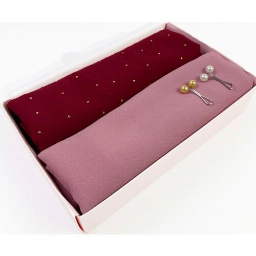 Bubble Chiffon Scarf Gifts Women Plain Hijab Wrap Solid Color Shawls Headband Muslim Hijabs Luxury Box Gift Female