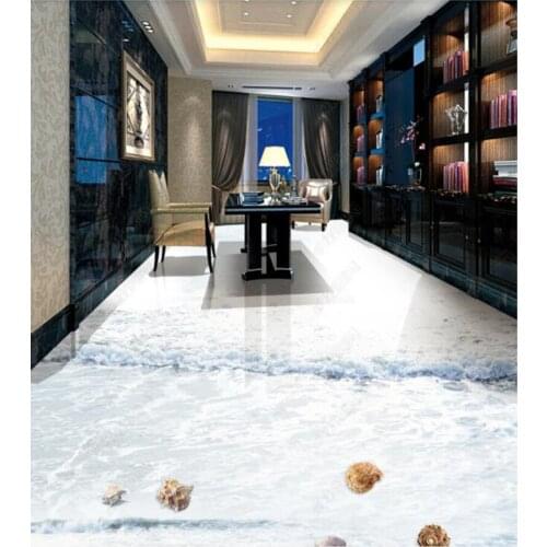 PVC Beach conch shell non-slip waterproof self-adhesive 3D floor sticker tiles bathroom 3D wallpaper