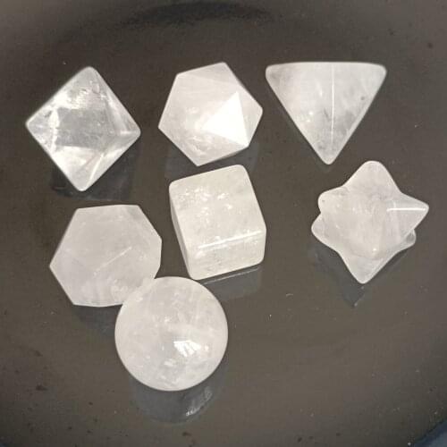 Seven Chakras Platonic Solids Reiki Energy Healing Stone Beads Sacred Geometry Flower of Life Merkaba white Crystal