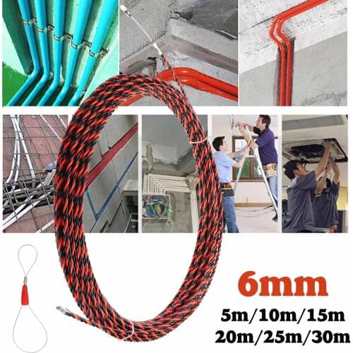 6mm 5/10/15/20/25/30cm Cable Puller Fish Tape Cable Fiberglass Fish Tape Reel Puller Fiberglass Metal Wall Wire Conduit