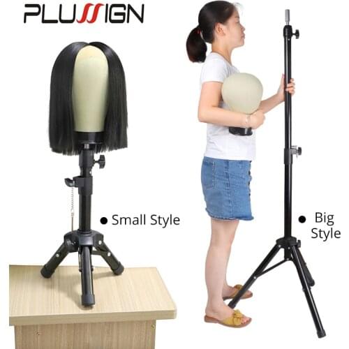 Adjustable Black Aluminum Mannequin Head Tripod Stand Normal And Mini Style False Mannequin Head Holder Wig Making Tools