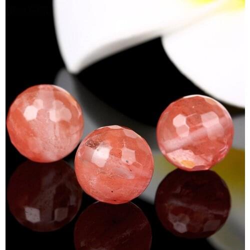 ShinyGem 10mm Faceted Round Natural Cherry Quartz Loose Beads Red Crystal Stone Beads For DIY Jewelry Making Accessories 30pcs