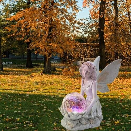 Luminous resin fairy girl ornaments garden decoration carving crafts Flower Fairy Angel ornaments solar LED luminous ornaments