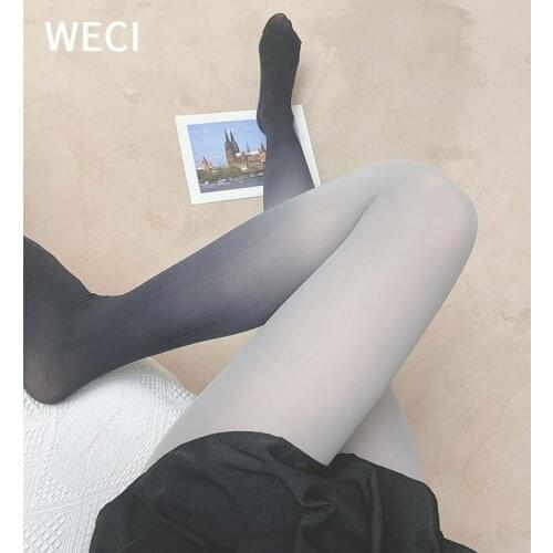 WECI Velvet Colored Gradient Tights For Dancing Seamless Pantyhose Thermal Stockings Sports Scrunch Leggings Women Spring Female
