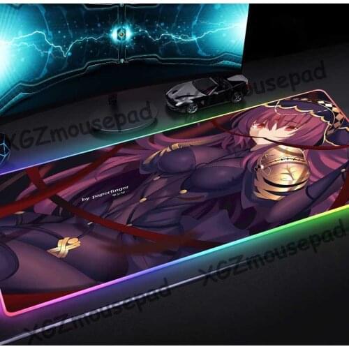 XGZ Custom Large RGB Mouse Pad Exquisite Black Lock Edge Comic Mature Sexy Sister HD Computer Desk Mat Rubber Stripe Non-slip