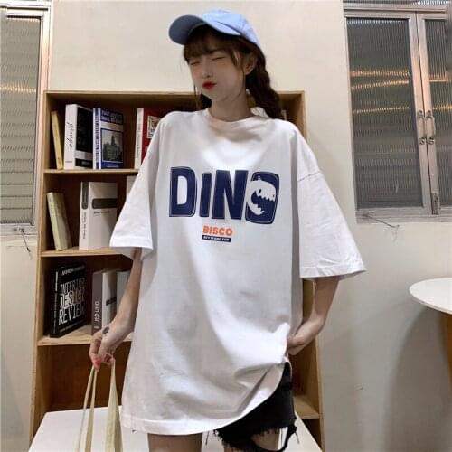 202 summer new Korean version of the tide letter printing wild loose large size short-sleeved T-shirt top female T-shirt