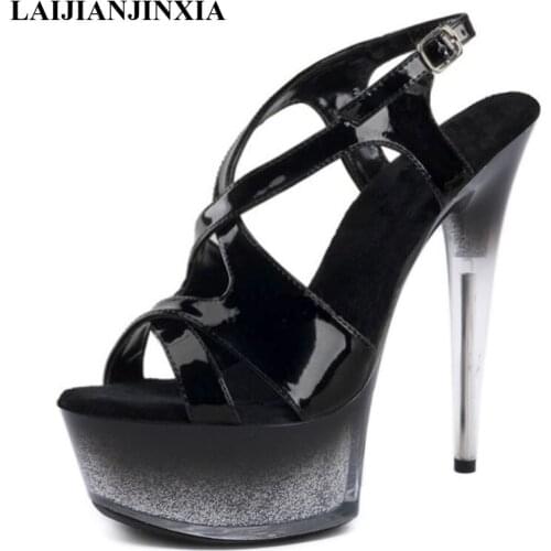 New Open toe Gladiator 15 Cm High Heels Platform Sandals Pole Dance Shoes Sexy Fetish Party Women Nightclub Model Dress Sandal