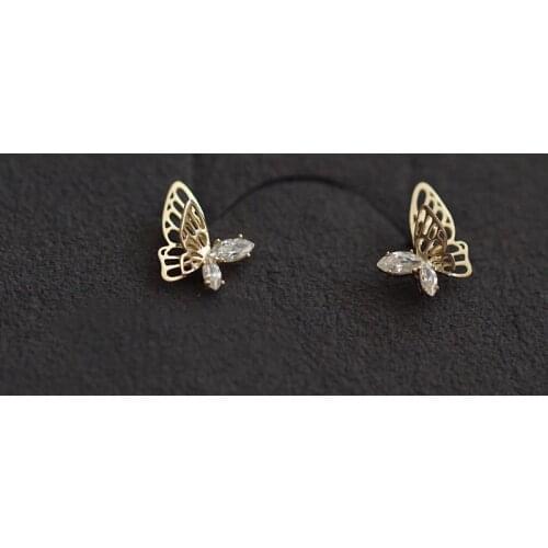 Morivovog 925 Sterling Silver Butterfly Zircon Small Stud Earrings Ladies Chic Luxury Druzy New Earring 2021 Korean Cute Jewelry