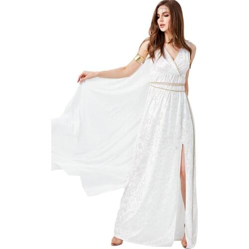 Women White Cosplay Dress Costume Europe Myth Princess Queen Robe Cosplay Halloween Carnival Party Fancy Dress
