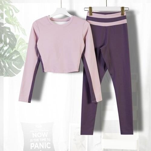 Autumn Winter Long Sleeve Sportswear Suit Women Yoga Sets GYM Running Fitness Pants+Long-sleeved Shirt Yoga Clothing Sports Sets