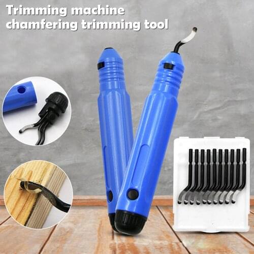Fixed Handle Plastic Burr Pocket Knife Scraper + 10pc Blades Trimming Knife Scraper Neaten Deburring Head Cutter