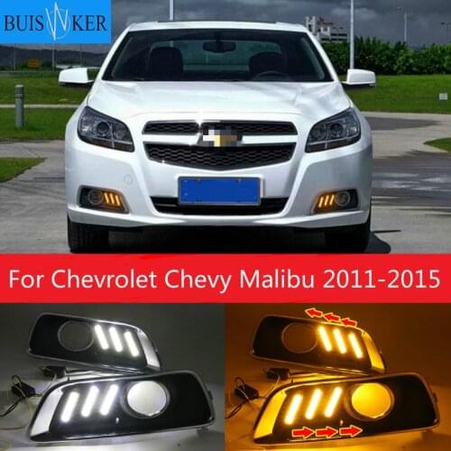 2PCS For Chevrolet Chevy Malibu 2011-2015 Driving DRL with turn signal Daytime Running Light fog lamp Relay Daylight car styling