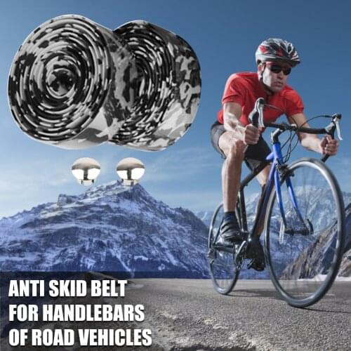 2pcs Road Bike Handlebar Tape Mountain Bike Cycling Anti-Slip Rubber Sponge Bandage Bicycle Handle Bar Belt Plugs