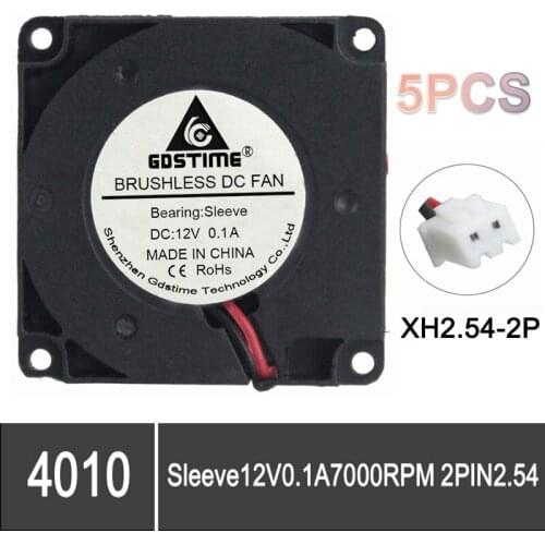 5pcs Gdstime DC 12V 4010 2Pin 40x40x10mm 40mm Cooling Fan 3D Printer Blower