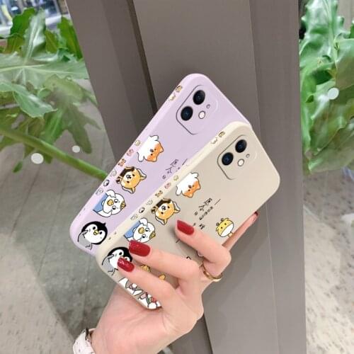 Side Cartoon Animals Phone Case For iPhone 12 Pro Max 11 X XS XR XSMAX SE2020 8 8Plus 7 7Plus 6 6S Plus Liquid Silicone Cover